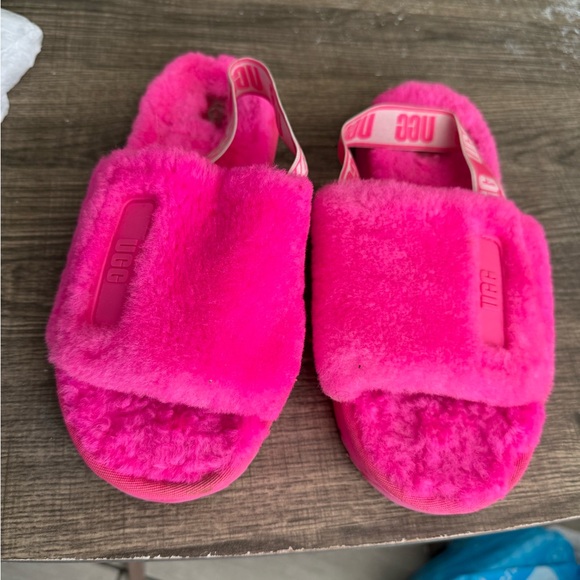 UGG Fluffy Pink Slingback Sandals size 38 - Picture 2 of 11